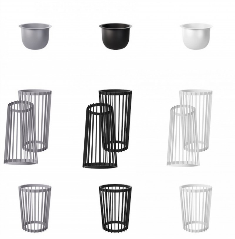 Blumentopf mit Plastikständer weiß schwarz platin