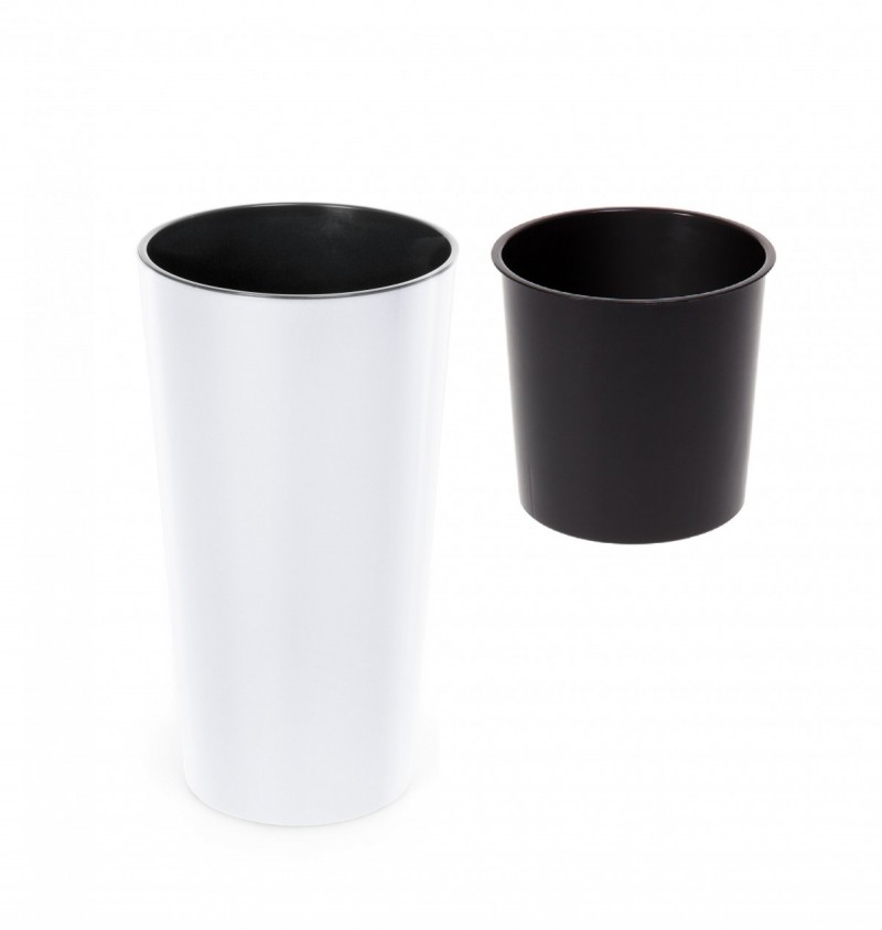 PORTAVASO BIANCO TONDO LUCIDO FIORI VASO PORTA VASO Nuovo Set 2x XXL h:75cm